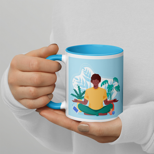 Blue Yoga Mug with Color Inside