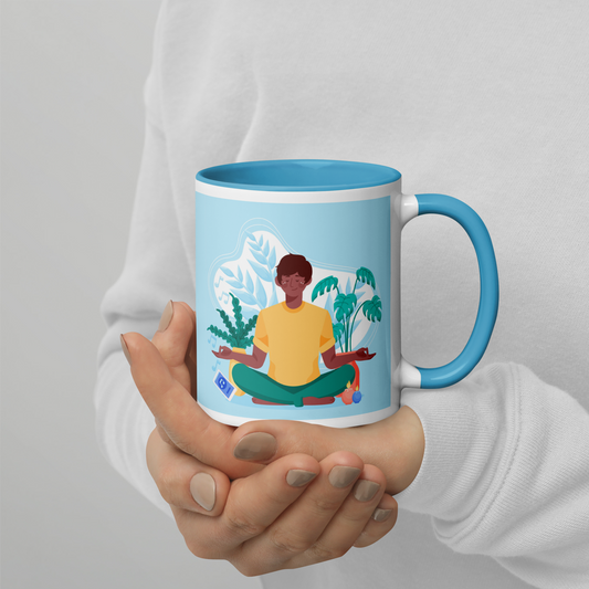 Blue Yoga Mug with Color Inside